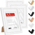 Bilderrahmen A5 (14,8x21cm) Naturholz Wei&szlig;, 3er Set, Tischaufsteller &...