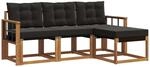 Vidaxl Outdoor Sofa Set 4 Pcs Natural And Black