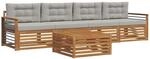 Outdoor-sofagarnitur 5 Stk. 4-sitzer Natur Und Hellgrau Vidaxl