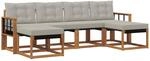 Outdoor-sofagarnitur 6 Stk. 6-sitzer Natur Und Hellgrau Vidaxl