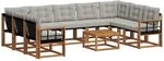 Outdoor-sofagarnitur 10 Stk. 9-sitzer Natur Und Hellgrau Vidaxl