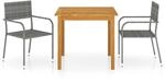 Vidaxl 3 Piece Garden Dining Set Grey