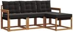 Vidaxl Outdoor Sofa Set 4 Pcs Natural And Black
