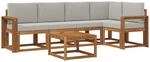 Outdoor-sofagarnitur 6 Stk. 5-sitzer Natur Und Hellgrau Vidaxl