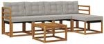 Outdoor-sofagarnitur 6 Stk. 5-sitzer Natur Und Hellgrau Vidaxl