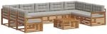 Outdoor-sofagarnitur 10 Stk. 9-sitzer Natur Und Hellgrau Vidaxl