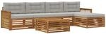 Outdoor-sofagarnitur 6 Stk. 5-sitzer Natur Und Hellgrau Vidaxl