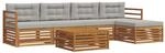 Outdoor-sofagarnitur 6 Stk. 5-sitzer Natur Und Hellgrau Vidaxl