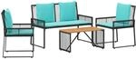 Gartenm&ouml;bel Set 9 Stk. Schwarz Und T&uuml;rkis Poly-rattan Vidaxl
