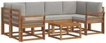 Outdoor-sofagarnitur 7 Stk. 6-sitzer Natur Und Hellgrau Vidaxl