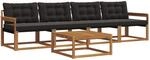 Outdoor-sofagarnitur 5 Stk. 4-sitzer Natur Und Schwarz Vidaxl