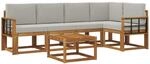 Outdoor-sofagarnitur 6 Stk. 5-sitzer Natur Und Hellgrau Vidaxl