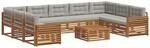 Outdoor-sofagarnitur 10 Stk. 9-sitzer Natur Und Hellgrau Vidaxl