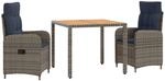 Outdoortisch-set 3 Stk. Grey And Navy Blue 90 X 90 X 75 Cm Vidaxl