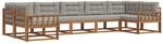 Outdoor-sofagarnitur 7 Stk. 7-sitzer Natur Und Hellgrau Vidaxl