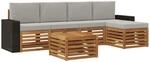 Outdoor-sofagarnitur 6 Stk. 5-sitzer Natur Und Hellgrau Vidaxl