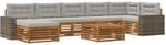 Outdoor-sofagarnitur 8 Stk. 7-sitzer Natur Und Hellgrau Vidaxl