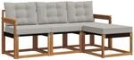 Outdoor-sofagarnitur 4 Stk. 4-sitzer Natur Und Hellgrau Vidaxl