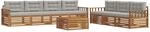 Outdoor-sofagarnitur 8 Stk. 7-sitzer Natur Und Hellgrau Vidaxl