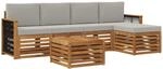 Outdoor-sofagarnitur 6 Stk. 5-sitzer Natur Und Hellgrau Vidaxl