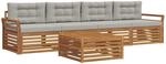 Outdoor-sofagarnitur 5 Stk. 4-sitzer Natur Und Hellgrau Vidaxl