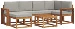 Outdoor-sofagarnitur 7 Stk. 6-sitzer Natur Und Hellgrau Vidaxl