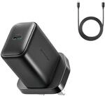 Wandladeger&auml;t Mit Kabel, Uk-stecker, Usb-c, 25 W, 1 M &ndash; Schwarz
