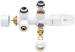 Anschlussgarnitur Mittelanschluss Heizk&ouml;rper Thermostat Multiblock Eck Wei&szlig; Neu
