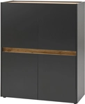 Highboard Esszimmer Crisp-61 In Anthrazit Mit Absetzungen In Wotan Eiche Nb., B/h/t:
