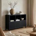 Sideboard Lukkodso 77x110x30 Cm Schwarz Mit Holzmaserung [en.casa]