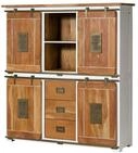 Highboard Mango Wei&szlig; Lackiert 150x45x160 (bxtxh) Montiert Railway 525