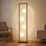 Led Stehlampe Stehleuchte Wohnzimmerlampe Fu&szlig;schalter Holz Glas Schwarz H 110...