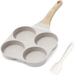 4-loch Omelettpfanne Induktion Antihaft Granit Beschichtung Pfoa-frei Beige