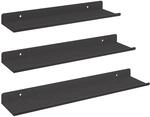 Vidaxl Floating Shelf 3 Pcs Black 40 X 9 X 2.5 Cm Steel