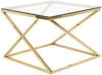 Beistelltisch Gold Transparent 60 X 60 Cm Glasplatte Edelstahl Poliert...