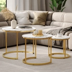 Couchtisch-set Montreal, Wei&szlig;/gold, 55 X 55 Cm 3 Teile, Vicco