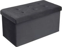 Sitzhocker Mit Stauraum Aus Samt, Deckel Abnehmbar Grau - Grau - Woltu