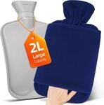 Mupas W&auml;rmflasche 2l Vliesbezug Auslaufsicher K&auml;nguru Tasche Blau