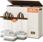 W&auml;schekorb 180l Mit Deckel Und 3 F&auml;chern, 3x60l W&auml;schesammler Beige
