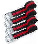 Spanngurte 2m Schwarz-rot Mit Klemmschloss, 4er Set, 150kg Belastbar