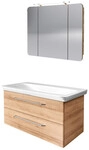 Fackelmann Milano Badm&ouml;bel Set 3-teilig, 100 Cm, Braun Hell, Keramik-08412