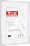 Bilderrahmen Silber Metall 30x40cm Mit Passepartout A4, Bruchsicheres Kunstglas