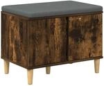 Vidaxl Hall Bench With Cushion With Storage Smoked Oak 60 X 38 X 46 Cm