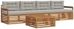 Outdoor-sofagarnitur 5 Stk. 4-sitzer Natur Und Hellgrau Vidaxl