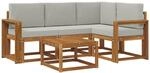 Outdoor-sofagarnitur 5 Stk. 4-sitzer Natur Und Hellgrau Vidaxl