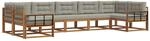 Outdoor-sofagarnitur 7 Stk. 7-sitzer Natur Und Hellgrau Vidaxl