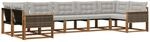 Outdoor-sofagarnitur 7 Stk. 7-sitzer Natur Und Hellgrau Vidaxl