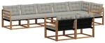 Outdoor-sofagarnitur 8 Stk. 8-sitzer Natur Und Hellgrau Vidaxl