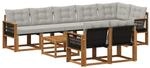 Outdoor-sofagarnitur 9 Stk. 8-sitzer Natur Und Hellgrau Vidaxl
