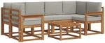 Outdoor-sofagarnitur 7 Stk. 6-sitzer Natur Und Hellgrau Vidaxl